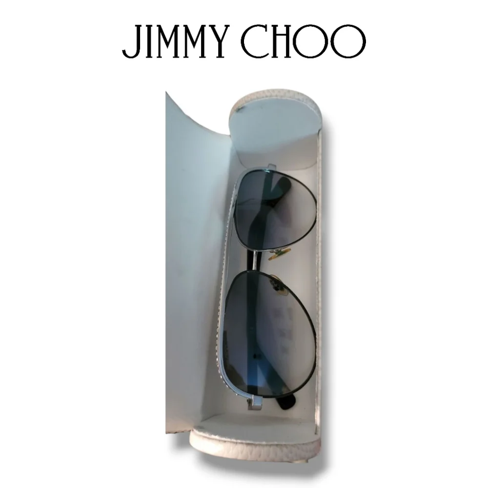 Jimmy Choo LINA/S Silver Black Crystal Jeweled Aviator Gradient Sunglasses - Picture 4 of 16